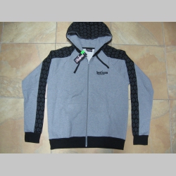 Mikina na zips šedočierna s vyšívaným logom na hrudi a tlačenými logami na rukávoch 65%bavlna 35%polyester